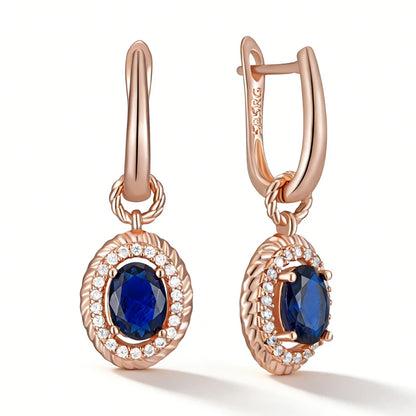 Kinel Hot Shiny Blue Natural Zircon Dangle Earrings for Women Fashion 585 Rose Gold Color Party High Quality Daily Fine...