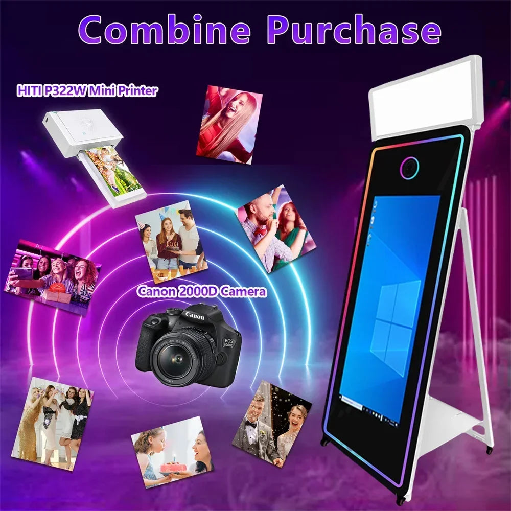 Photo Booth 70inch Magic Mirror Photo Booth with 43inch Touch Screen Magic Photo Booth Flight Case For Wedding Party...