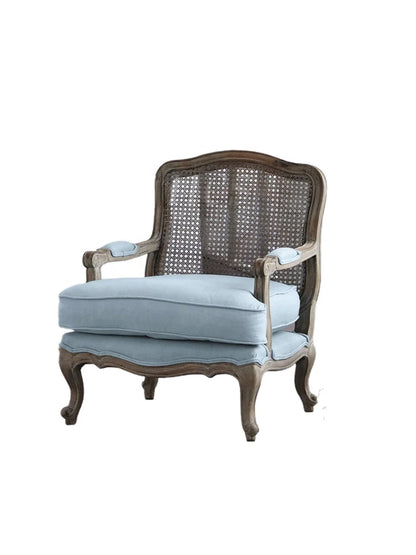 French farmhouse antique wooden armchair lounge living room furniture with stool accent chair - Kimlud