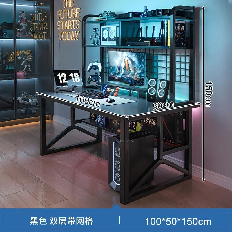 Home Office Table For Pc Gaming Desk Simple Desktop Computer Desks With Bookshelf Furniture Creative Reading Desk Gamer Table X
