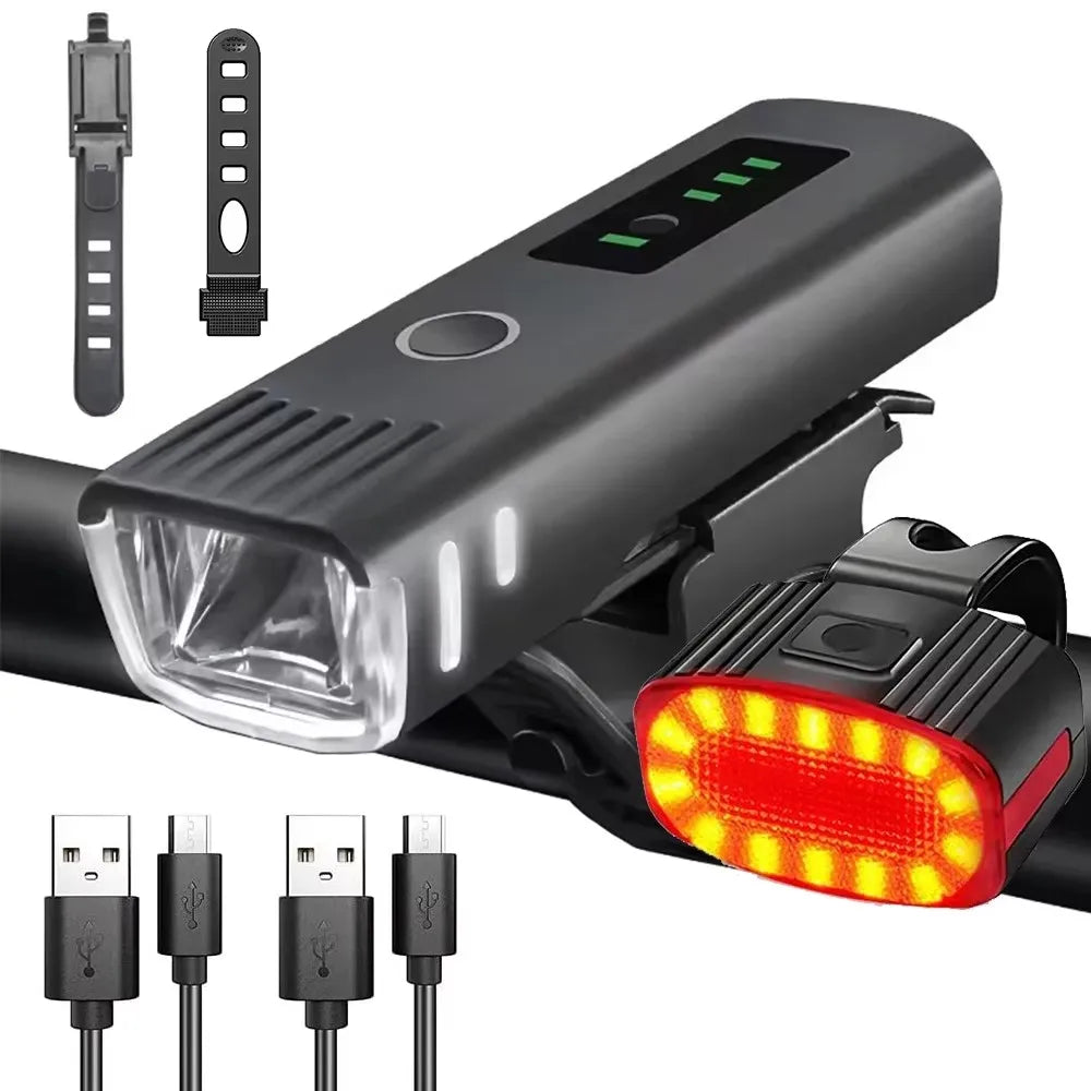 1000LM Bicycle Led Front Light LED USB Rechargeable Smart Sensor Rear Light Waterproof Bright Flashlight Safety Cycling Lights