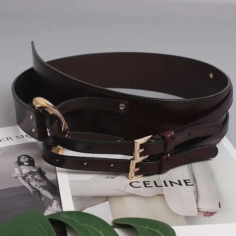 LANMREM Fashion PU Leather Belt Irregular Cowhide Waist Women's Decorative Suit Dress Sweater Waist Belts 2025 New...