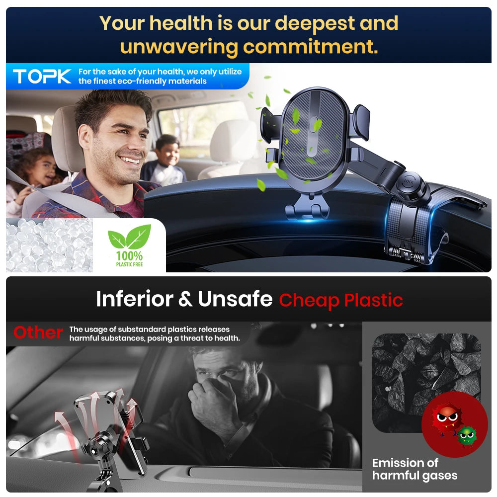 TOPK Dashboard Mobile Car Phone Holder Clip Mount CellPhone Stand In Car GPS Support Bracket for MobilePhone Portable...