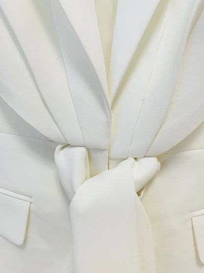 HIGH QUALITY Newest Fashion 2022 Designer Suit Set Women's Lacing Belt Blazer Pleated Zip Pants Set 2pcs Set