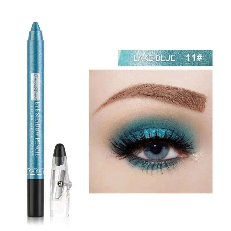 Pearlescent Eyeshadow Pen Lying Silkworm Eyeliner Pencil with Sharpener Matte Waterproof Eye Shadow Stick Eyes Makeup Cosmetics