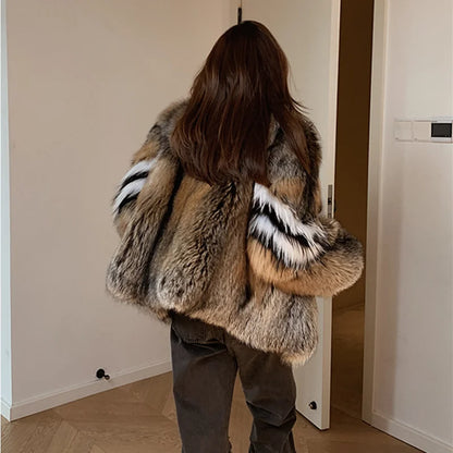 Women Fur Coat Natural Finland Golden Edged Fox Fur Winter Jacket Whole Skin Fur Warm Thick Luxury Fur Clothing Outerwear