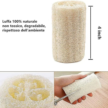 6 Pieces Loofah Sponge Natural Spa Scrubber Body Scrubber Remove Dead Skin and Kitchen for Home (About 4 inch)