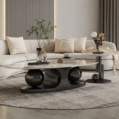 Luxury Rock Plate Stainless Steel Living Room Furniture Simple Modern Designer Creative Coffee Table for Small