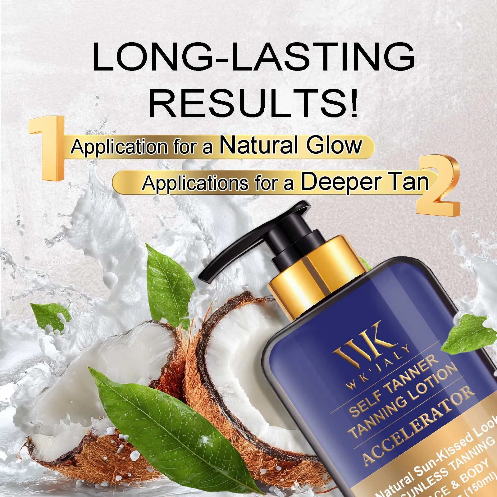 WK JALY Self Tanner Body Lotion, Fair To Medium Skin Tone, Sunless Tanning Moisturizer With Coconut Oil, Carrot Oil,...