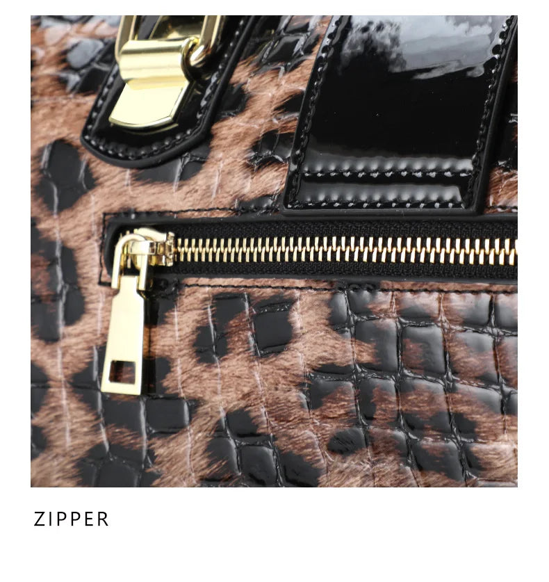 Aidrani A Trendy Leopard Print WOMEN'S Handbag Made of Glossy Material Waterproof and Scratch Resistant Technology and High-qua