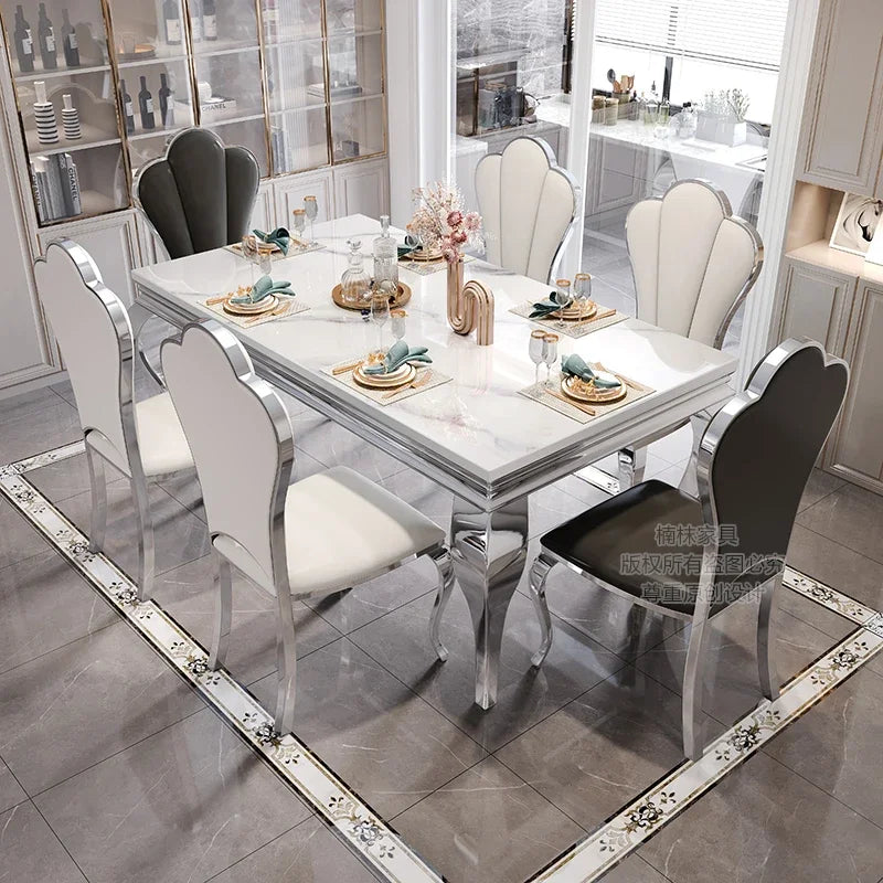 Marble Luxury Dining Table Unique Gold Individual White Italian Dining Table Rectangular Design Mesa Comedor Home...