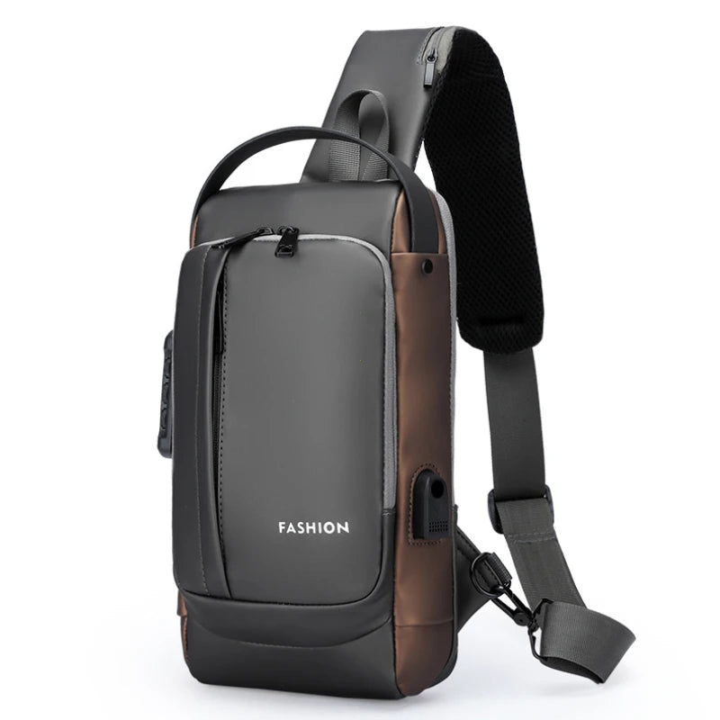 Men Anti Theft Chest Bag Shoulder Bags USB Charging Crossbody Package School Short Trip Messengers Bags Men's Oxford Sling Pack - Kimlud