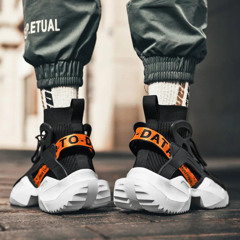 2026 New High-top Socks Shoes Chunky Sneakers Men White Trend Street Light Sports Running Shoes Big Size 45 46 Walking shoes