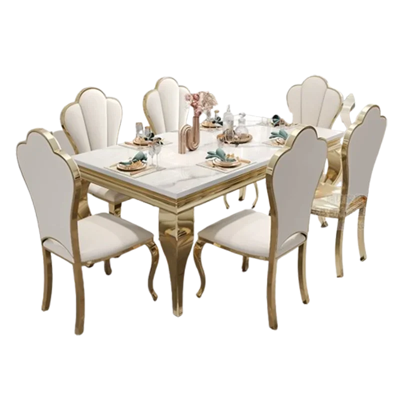 Marble Luxury Dining Table Unique Gold Individual White Italian Dining Table Rectangular Design Mesa Comedor Home...