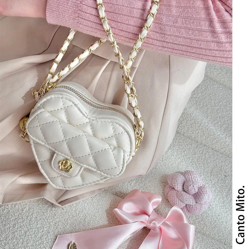 Japanese Style Diamond Checkered Heart Mini Shoulder Crossbody Bags girl Lolita Sweet Cute Fashion All-Match Women's...