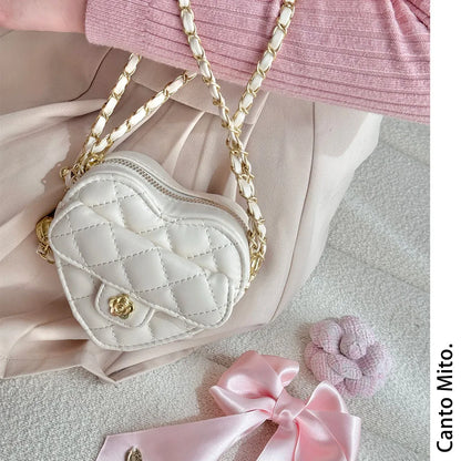 Japanese Style Diamond Checkered Heart Mini Shoulder Crossbody Bags girl Lolita Sweet Cute Fashion All-Match Women's...