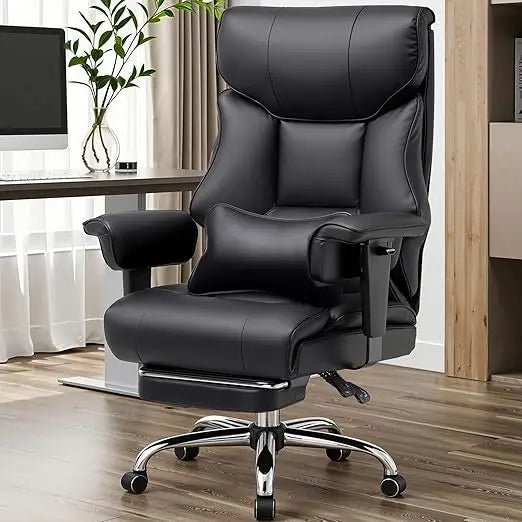 Big and Tall Office Chair 400lbs High Back Leather Executive Chair with Ergonomic Lumbar Support & Pocket Spring Cushion for Lo
