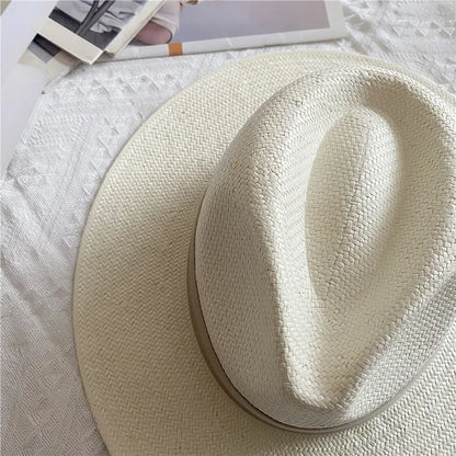 Men's Panama Hat Simple Unisex Five-point Straw Summer Travel Holiday Sun Hat Retro Hat gorras para hombres