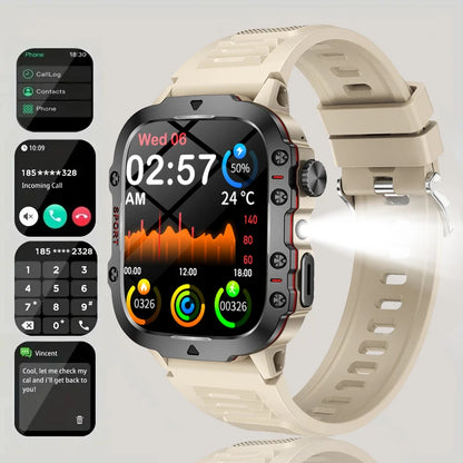 2025 New Men Women Smart Watch Flashlight 1.81” HD Display AI Voice Bluetooth Call Sports Watches Health Monitor Smartwatch Men