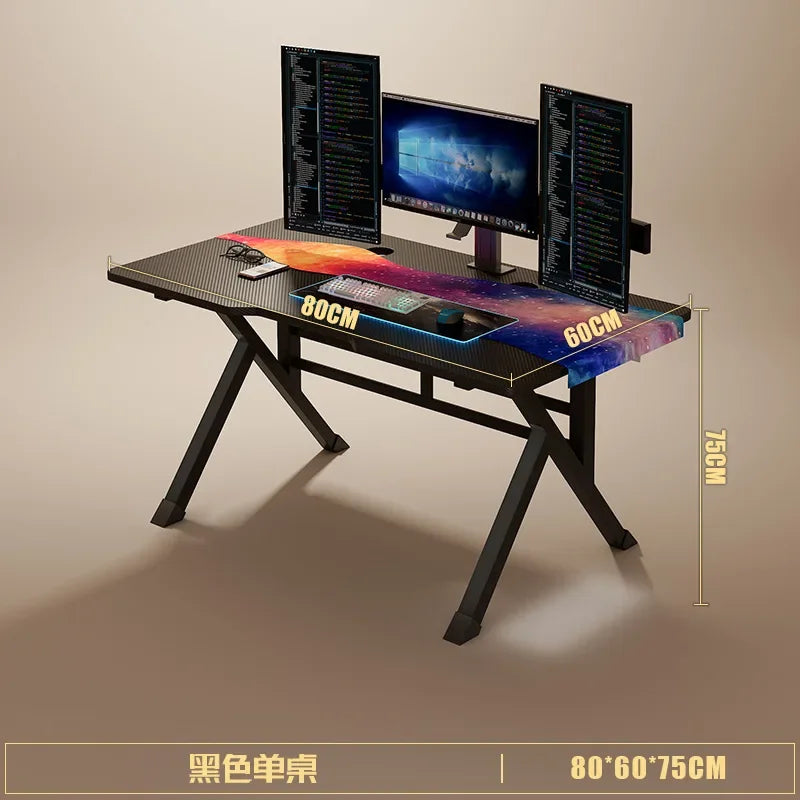 Ergonomic Large Gaming Desk, K-Shaped Gaming Table, PC Gaming Workstation Home Office Desks, Space-Saving, Easy to Assemble