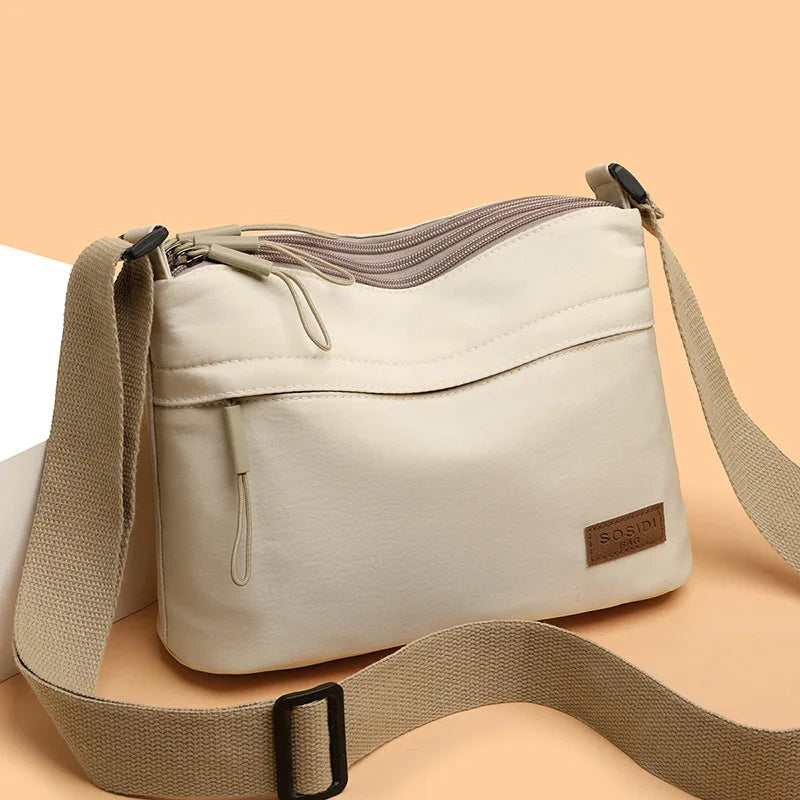 3 Main Pockets High Capacity Shoulder Crossbody Bag for Women Multi-pocket Purse Canvas Handbag Suitable for Mothers...