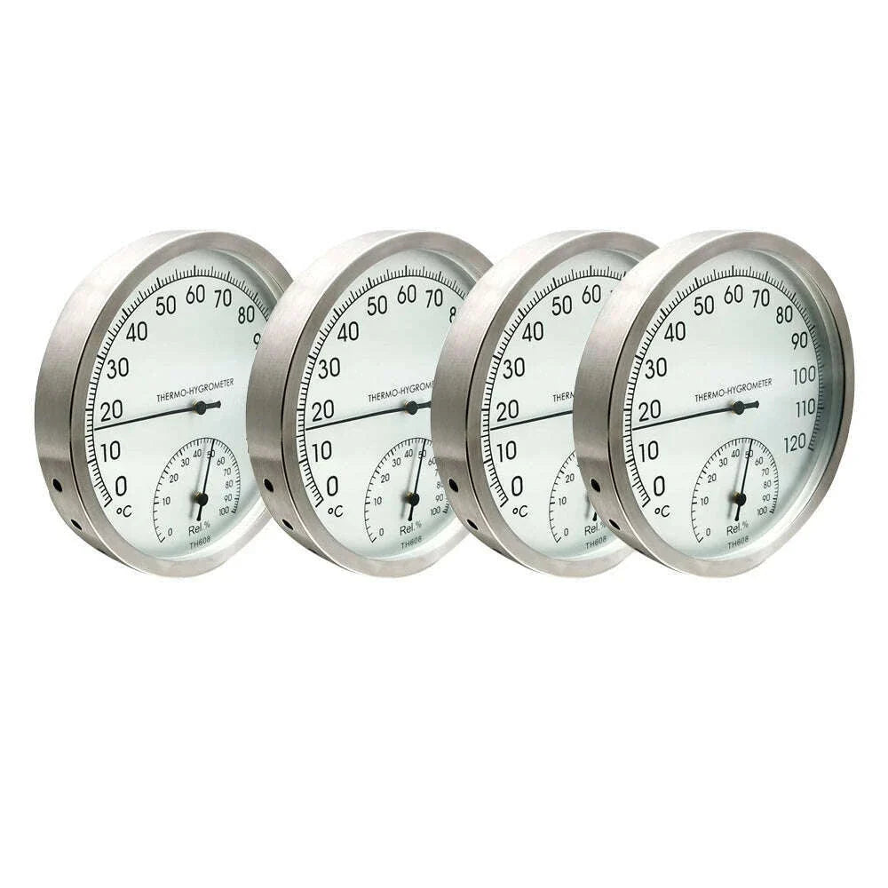 127mm Thermometer термометр Hygrometer Wall Hung Stainless Steel Indoor Outdoor Sauna Room Temperature Humidity Tester Monitor