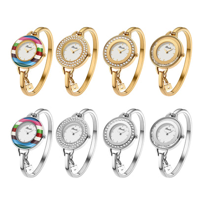 Binda Women’s Elegant Waterproof Quartz Watch – Rainbow Gold Stainless Steel Bracelet, Round Delicate Dial | Kimlud Mid...