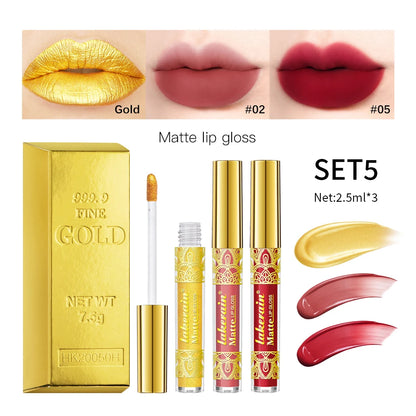 Golden Bar Luxury Lipstick Timeless Velvety Smooth Finish Intense Color Stay Smudge-Proof & Waterproof Valentines Day Gift for H - Kimlud