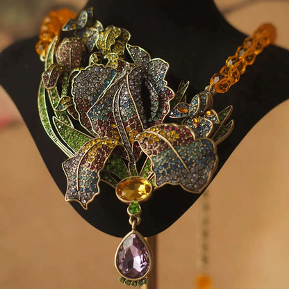 Gao Ding, A Well-known Designer in Europe and America, with The Same Heavy Industry Luxury Inlaid Colorful Crystal Necklace