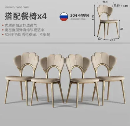 luxury Kitcjen Dining Table Set 6 People Desk legs metal Marble Dining Table Coffee Multifunctional mesa comedor home...