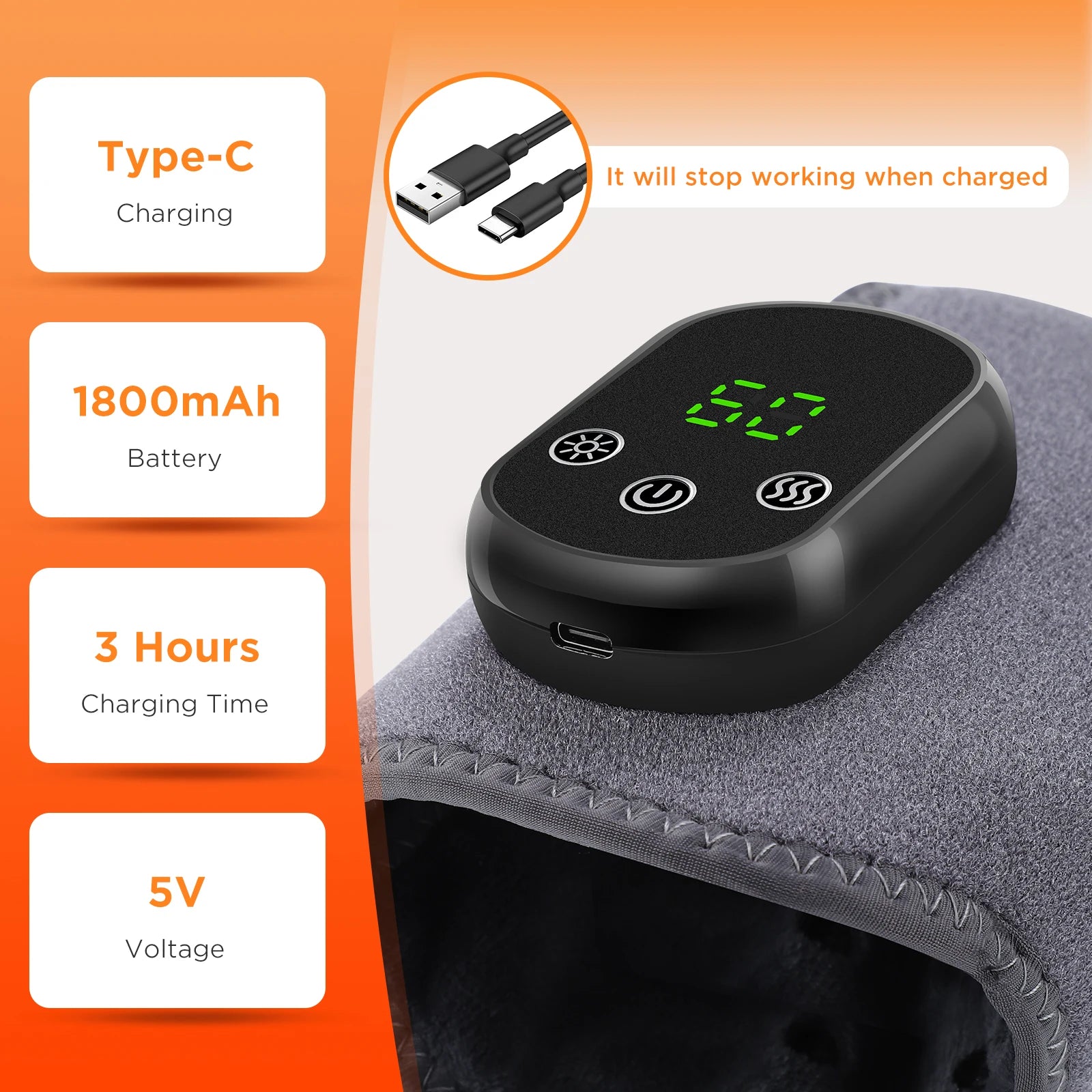 Rechargeable Electric Heating Ankle Brace Massager Hot Compress And Vibration Massage for Cervical Hand Foot Muscle Relaxation