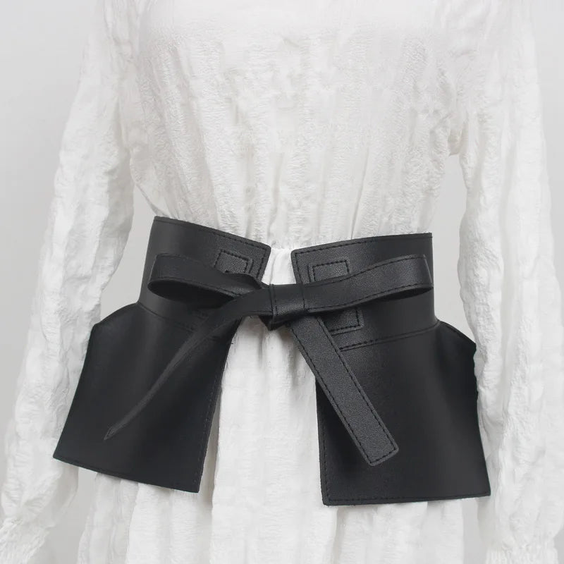 New Style Knot Wide Waistband Lace Up Bowknot Belt For Women Skirt Fashionable Decoration Tie Up Waist Versatile Accessory Belt
