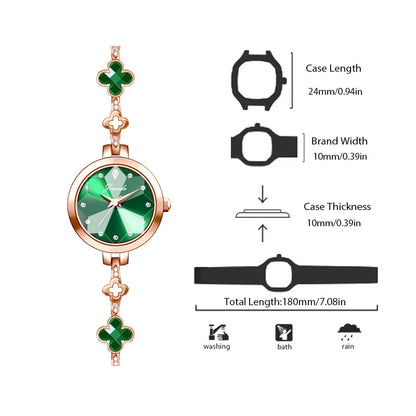 Luxury Woman Wristwatch Steel Green Rhinestone Waterproof Quartz Hand Clock Gift for Her Pointer Ladies Bracelet Watch Diamond
