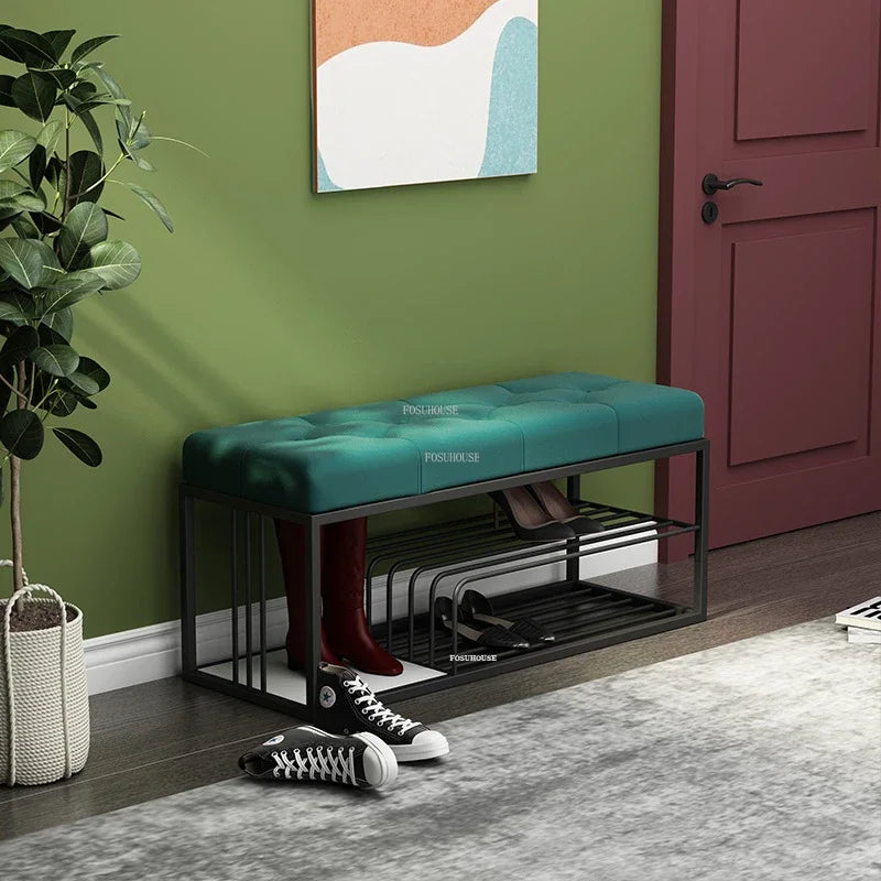Door Ottomans Light Luxury Cushioned Bench Nordic Iron Art Shoe Changing Stools Modern Bed End Stool Home Living Room Furniture - Kimlud