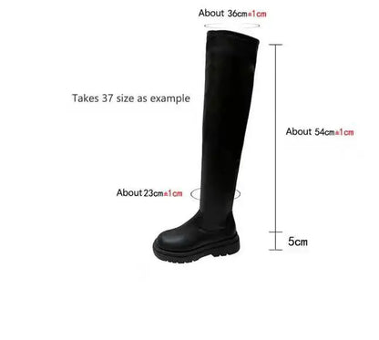 Gladiator Motorcycles Over The Knee High Boots Women 2022 Winter New Platform Chelsea Female Shoes Designer Snow Stretch Botas