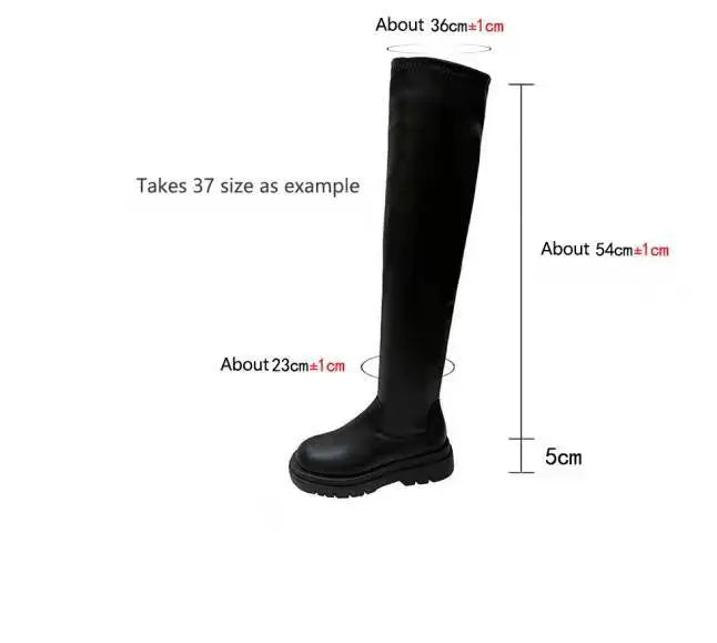 Gladiator Motorcycles Over The Knee High Boots Women 2022 Winter New Platform Chelsea Female Shoes Designer Snow Stretch Botas
