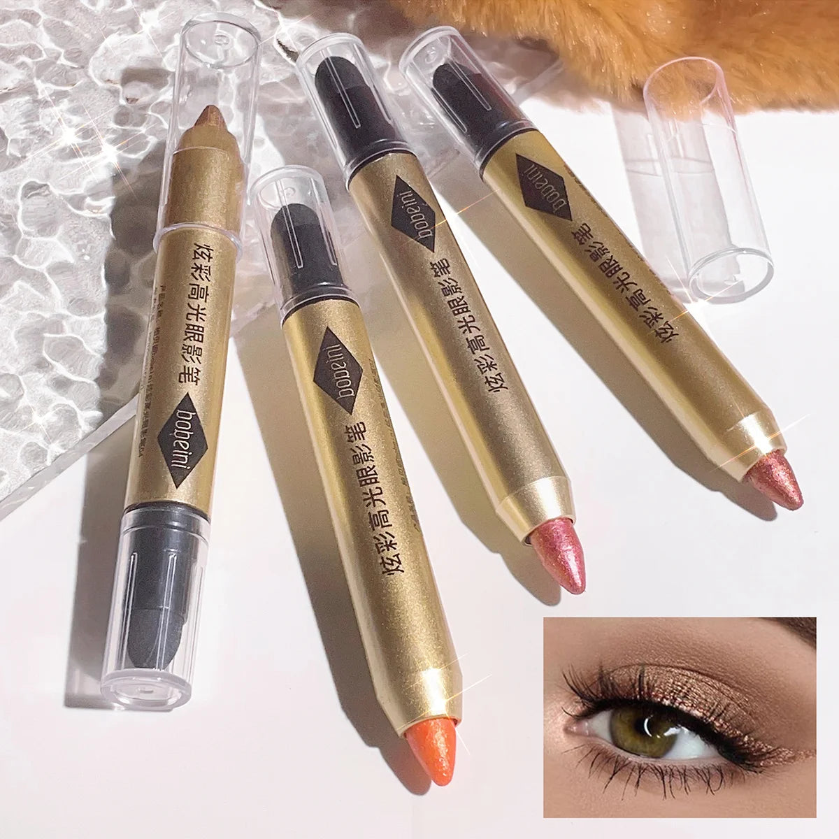 Dual-ended highlighter eyeshadow pencil pearlescent,delicate,shimmering, brightening,long-lasting,non-smudging eyeshadow stick