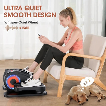 Under Desk Elliptical Electric Seated Pedal Exerciser Quiet and Compact Mini Ellipse Leg Exerciser with Display Monitor Remote