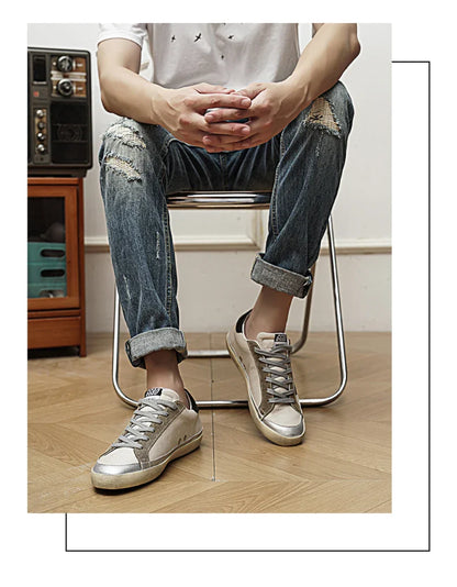 Comfortable Fashion Classic Spring Height-Increasing Two-Layer Cowhide Casual Couple Men's TrendSneakers35-45High-Quality Summer