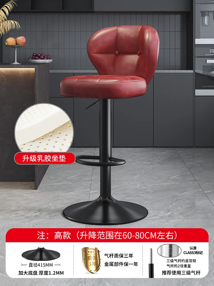 Leather Luxury Designer Bar Stools Minimalist Nordic Counter Gaming Bar Chairs With Back Comfortable Cadeira Trendy Furniture - Kimlud
