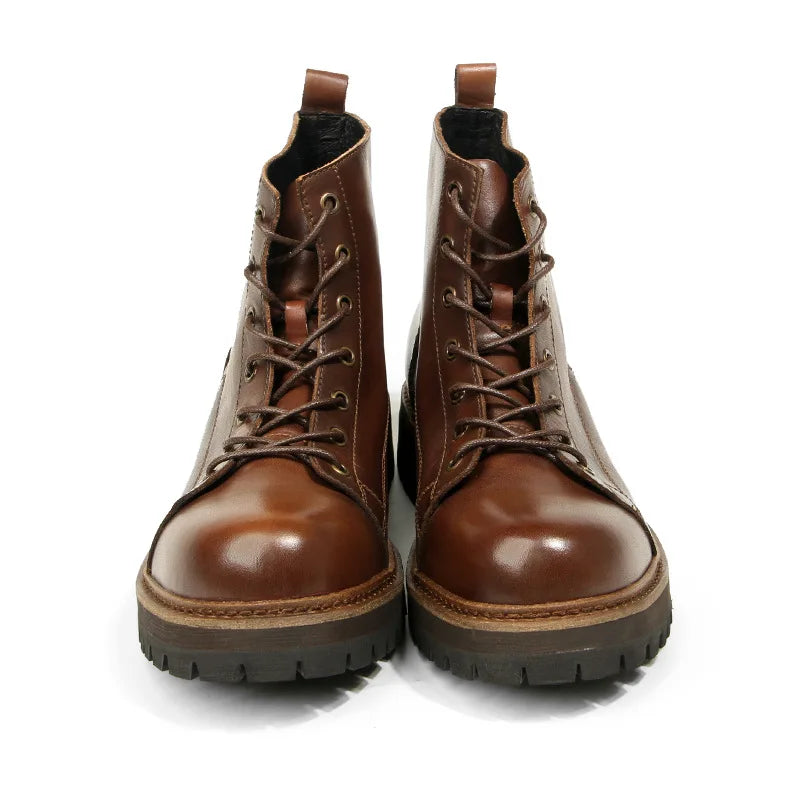 Durable Goodyear-Welted Motorcycle Rugged Heritage Boots Vintage Oil Genuine Leather  Punk For Men Cowhide High-Cut Shoes