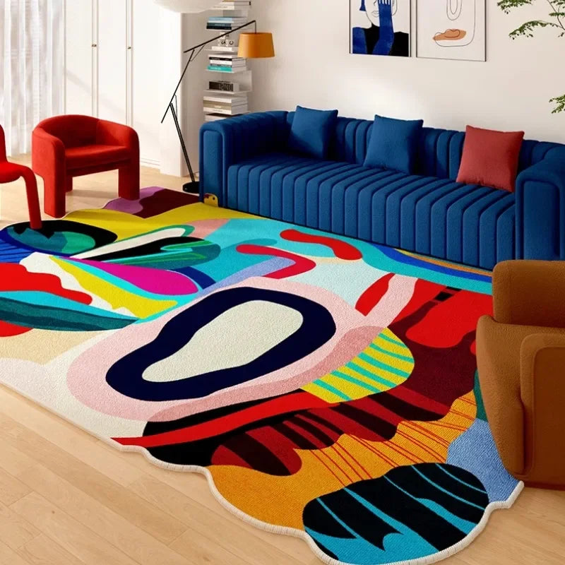 Living Room Carpet Art Irregular Color Abstract Home Bedroom Bedside Mat Easy To Care Cloakroom Coffee Table Rug Ковер Tapis 러그 - Kimlud