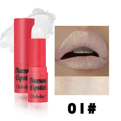 8 Colors Waterproof Diamond Glitter Lipstick Long Lasting Moisturizing Shiny Pearlescent Nude Red Lipsticks Lips Makeup Cosmetic