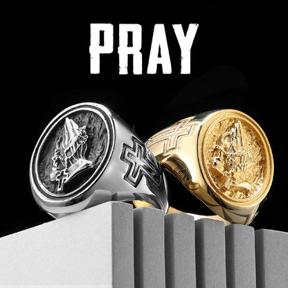 Pray Hand Cross Stainless Steel Men Rings Punk New In For Male Women Fashion Jewelry Creativity Gift Wholesale Dropshiping