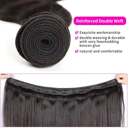 Raw Brazilian Body Wave Human Hair Bundles With Closure Remy Hair Weave Unprocessed Virgin Hair 3/4 Bundles WIth Closure...