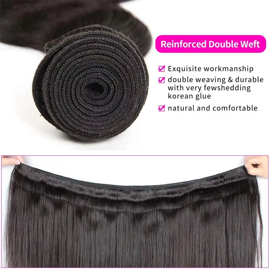 Raw Brazilian Body Wave Human Hair Bundles With Closure Remy Hair Weave Unprocessed Virgin Hair 3/4 Bundles WIth Closure...