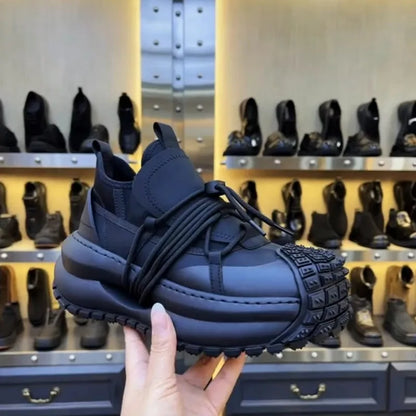New Winter Warm Fleece Lining Mens Running Shoes Drawstring Thick Bottom Personality Sport Shoes Platform Sneakers Trainers Men