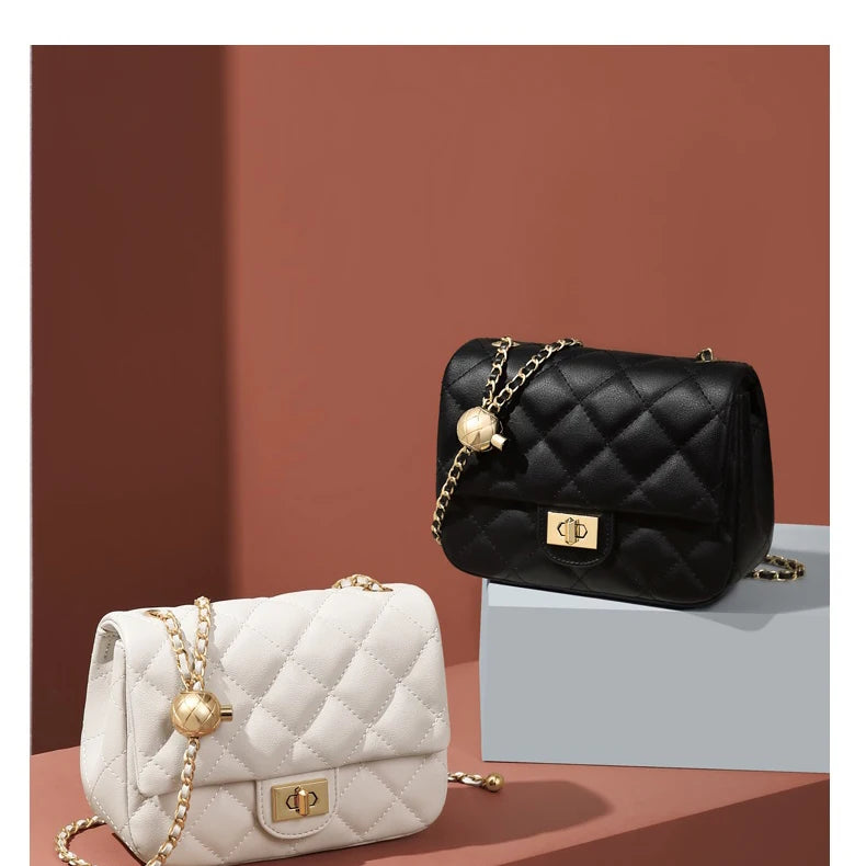 GOLF Lingge Chain Womens Small Square Bag Leather Shoulder Mini Crossbody Bags Banquet Handbag New Fashion Items for Women 2024 - Kimlud
