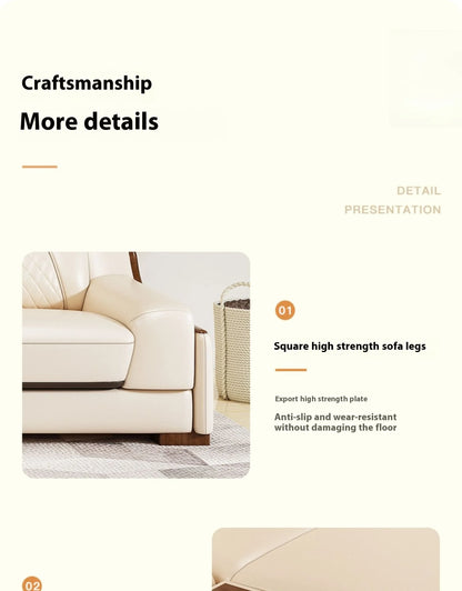 Stylish Italian Genuine Leather Sofa for Living Room with Cup Holder, USB, Adjustable Headrests & Bluetooth Speaker -...