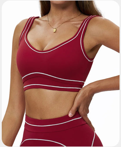 Breathable Yoga Bra Color Contrast Sports Bra Shockproof Gym Fitness Underwear High Strength Workout Top Female Sports...